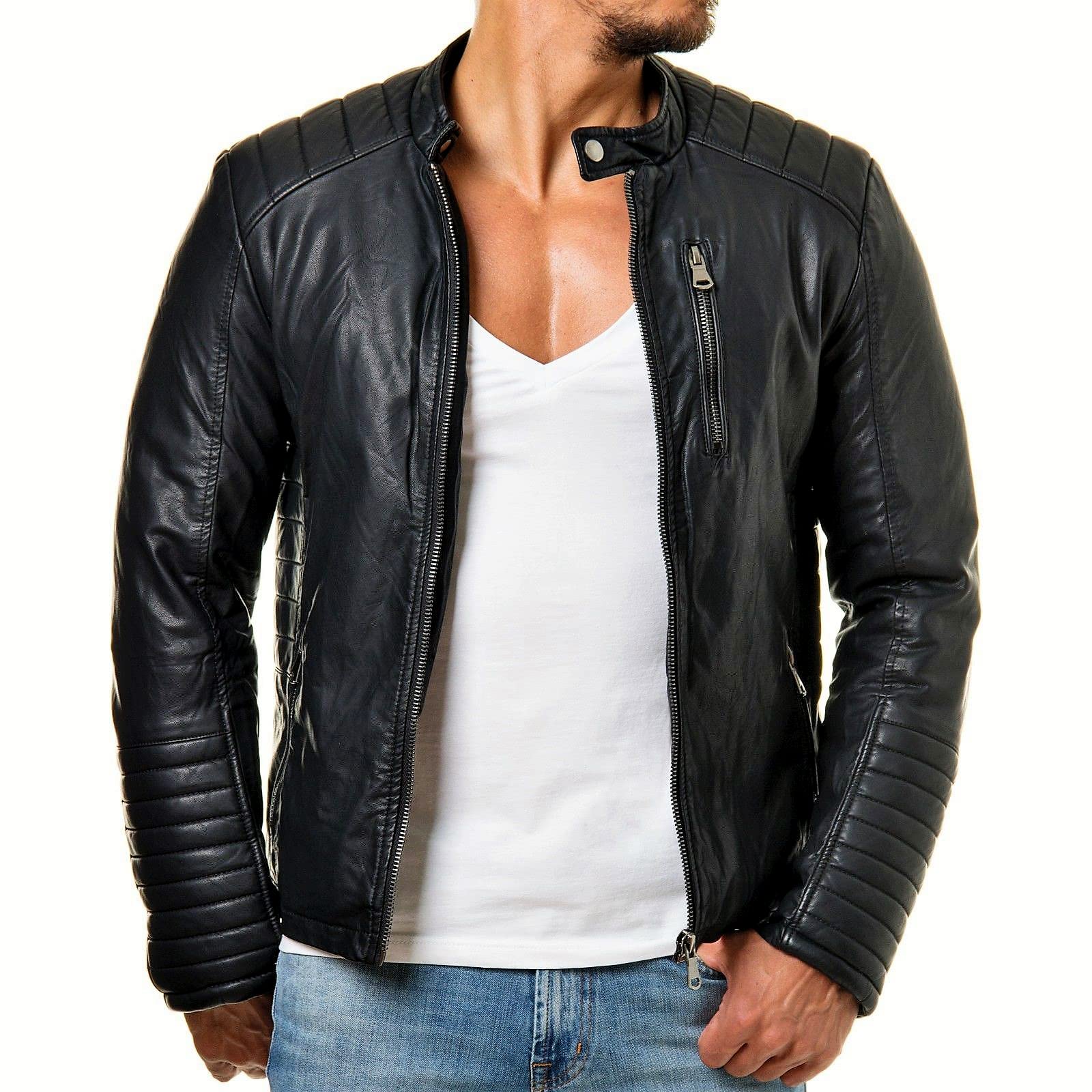DECIMAL Men's Black Genuine Lambskin Leather Biker Jacket VINTAGE REAL BROWN MOTORCYCLE JACKETS FOR MEN