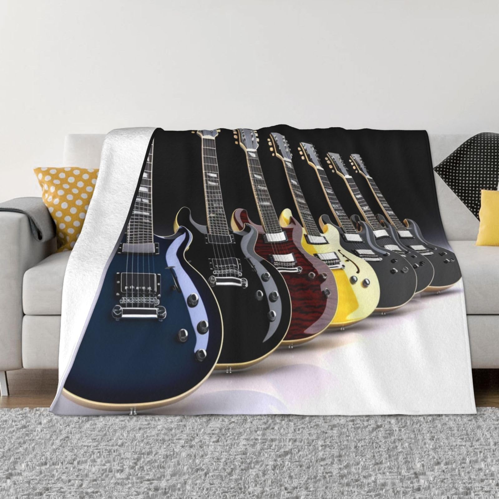 KLOPH Electric Guitar Throw Blanket 40"x30" Flannel Fluffy Warm Blanket for Couch, Reversible Plush Blankets for Bed, Comfy Fuzzy Blanket for Sofa, Plush Lightweight-Blankets for All Season