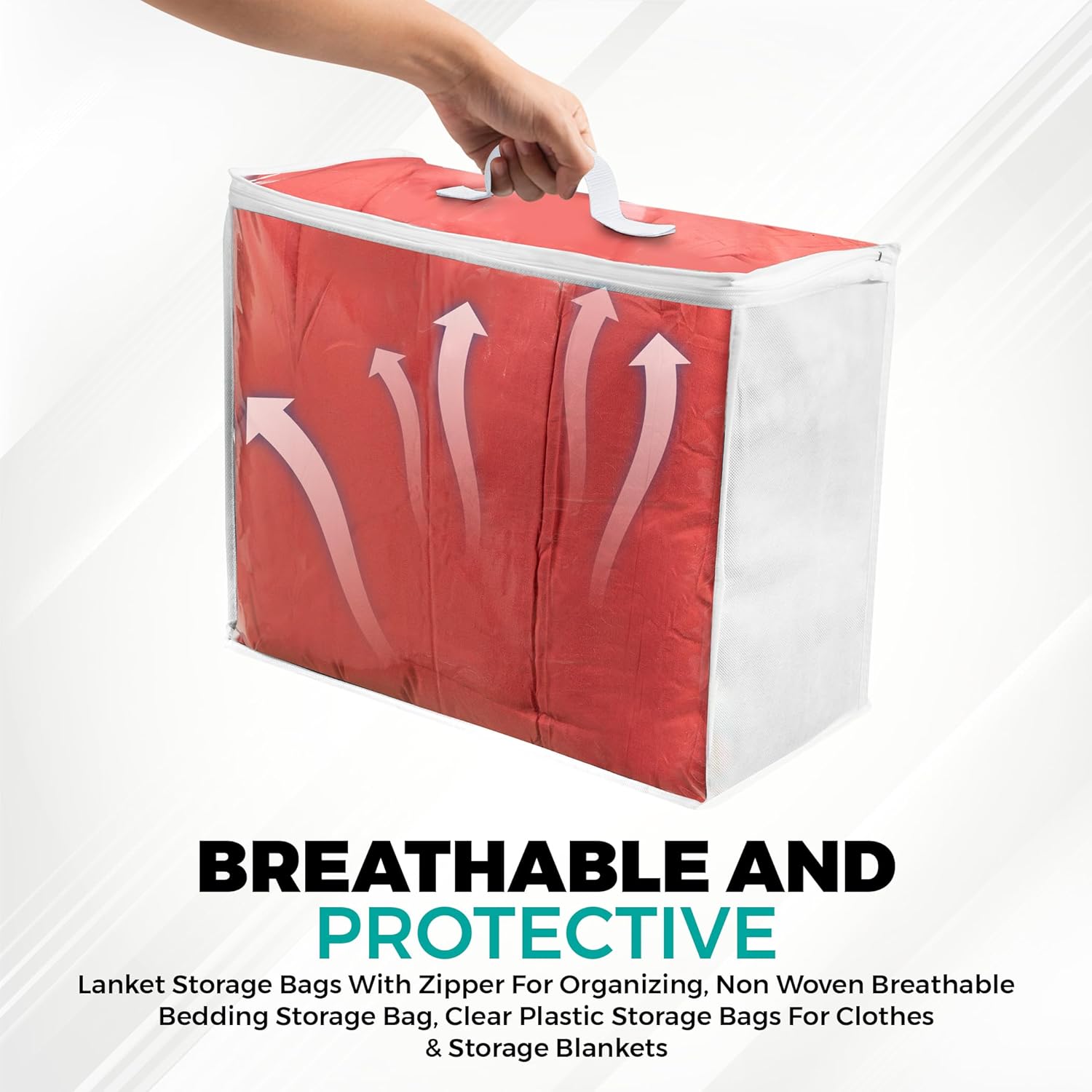 3 Pack Clear Plastic Storage Bags, Durable Zippered Storage Bags for Comforters, Blankets, Clothes, and Bedding - Breathable Nonwoven with Clear Front for Easy Organizing 20x20x8 - Image 6