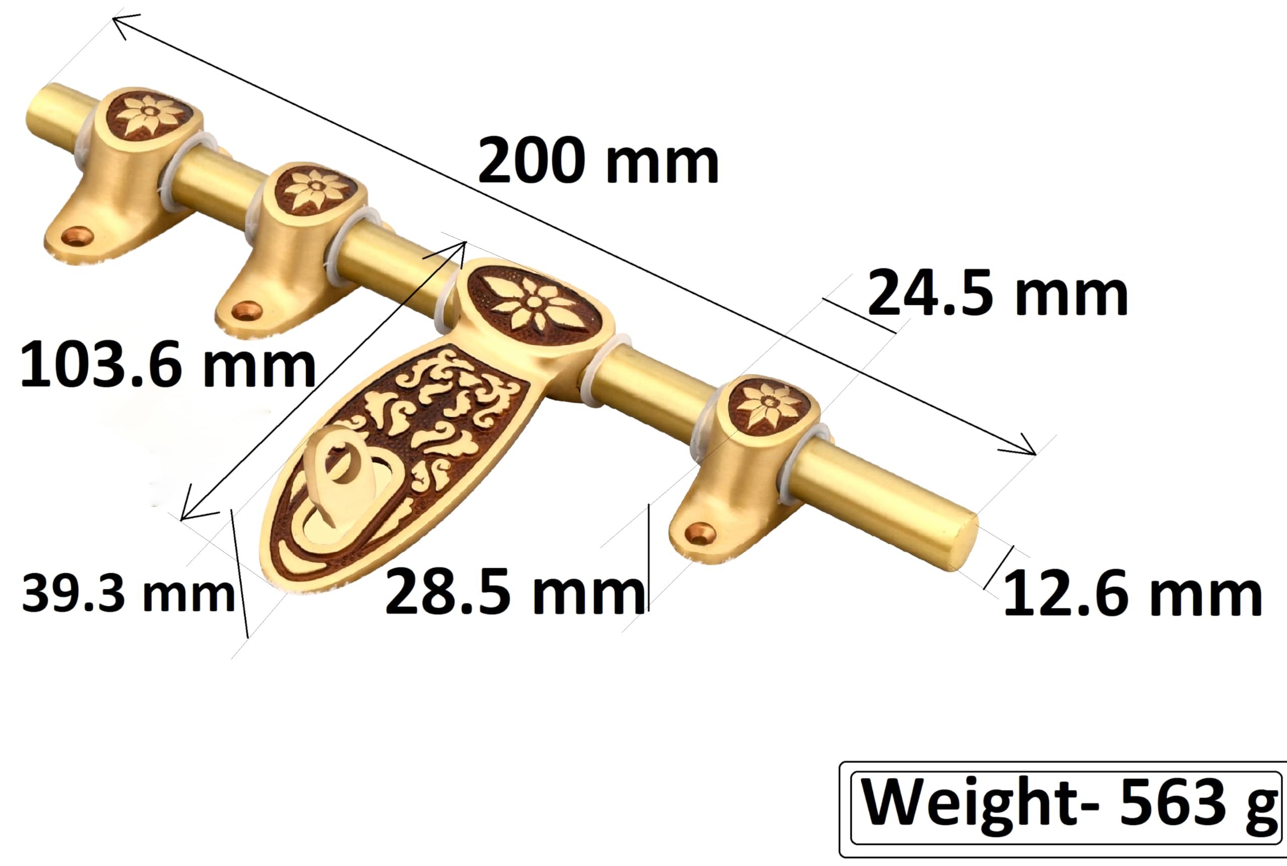 Chitra Legend Series Brass Heavy Aldrop for Single and Double Door for Home/Office Door Pack of 1 (Coffee Red, 8 Inch) — Amazon image 3