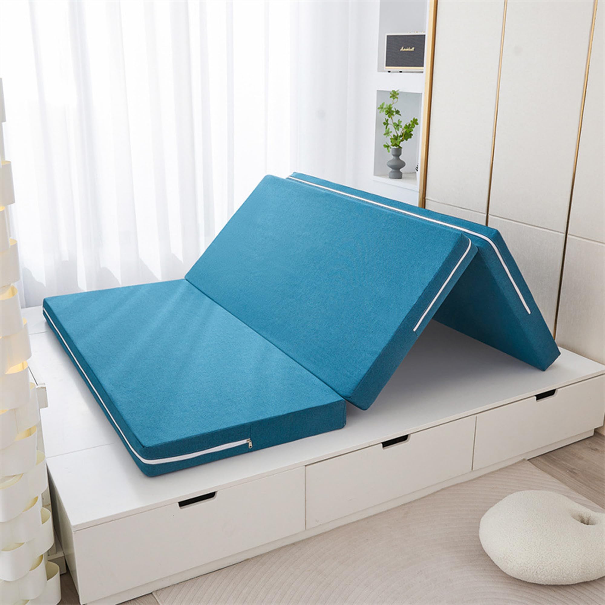 Colchón plegable individual y doble para invitados, lavable, portátil, Sp Solut (190 x 100 x 8,5 cm), mesa y conveniente cama