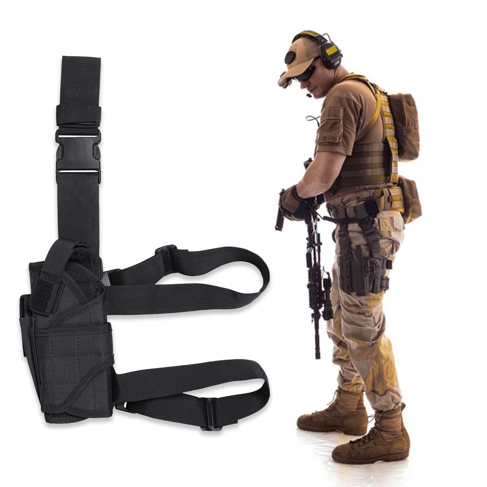 Funda Pistola Pierna, Funda Pistola para Pierna táctico, Nylon Pistola Estuche, para Entrenamiento, Caza, Actividades al Aire Libre, Juegos de rol
