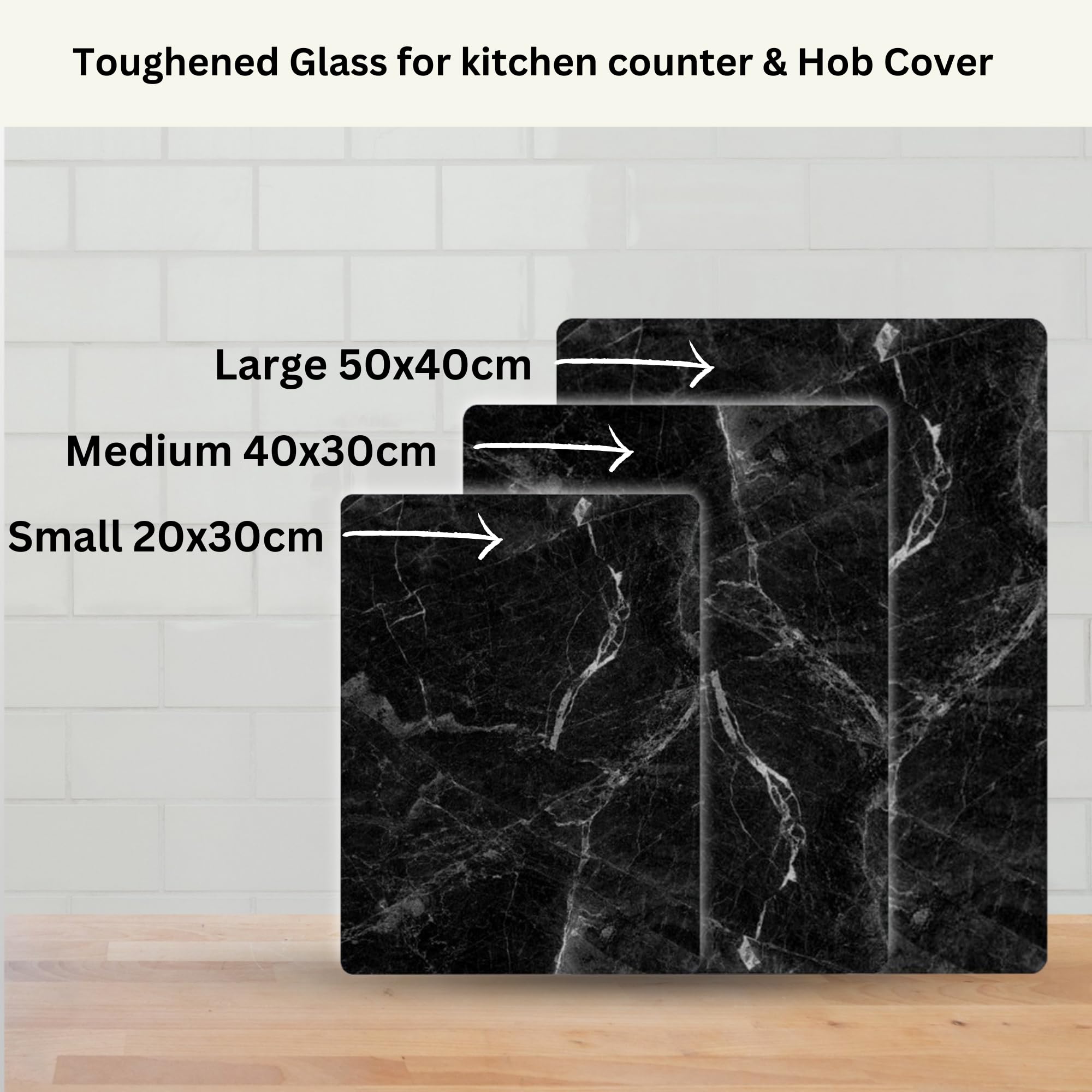 Chopping Board-Catering Cutting Set-Kitchen Board-Glass Worktop Savers-Sink Chopping Board-Large-Worktop Protectors Heat Resistant-Marble Effect Grey (Design 8, 40 x 30 cm (Pack of 1)) — view 7