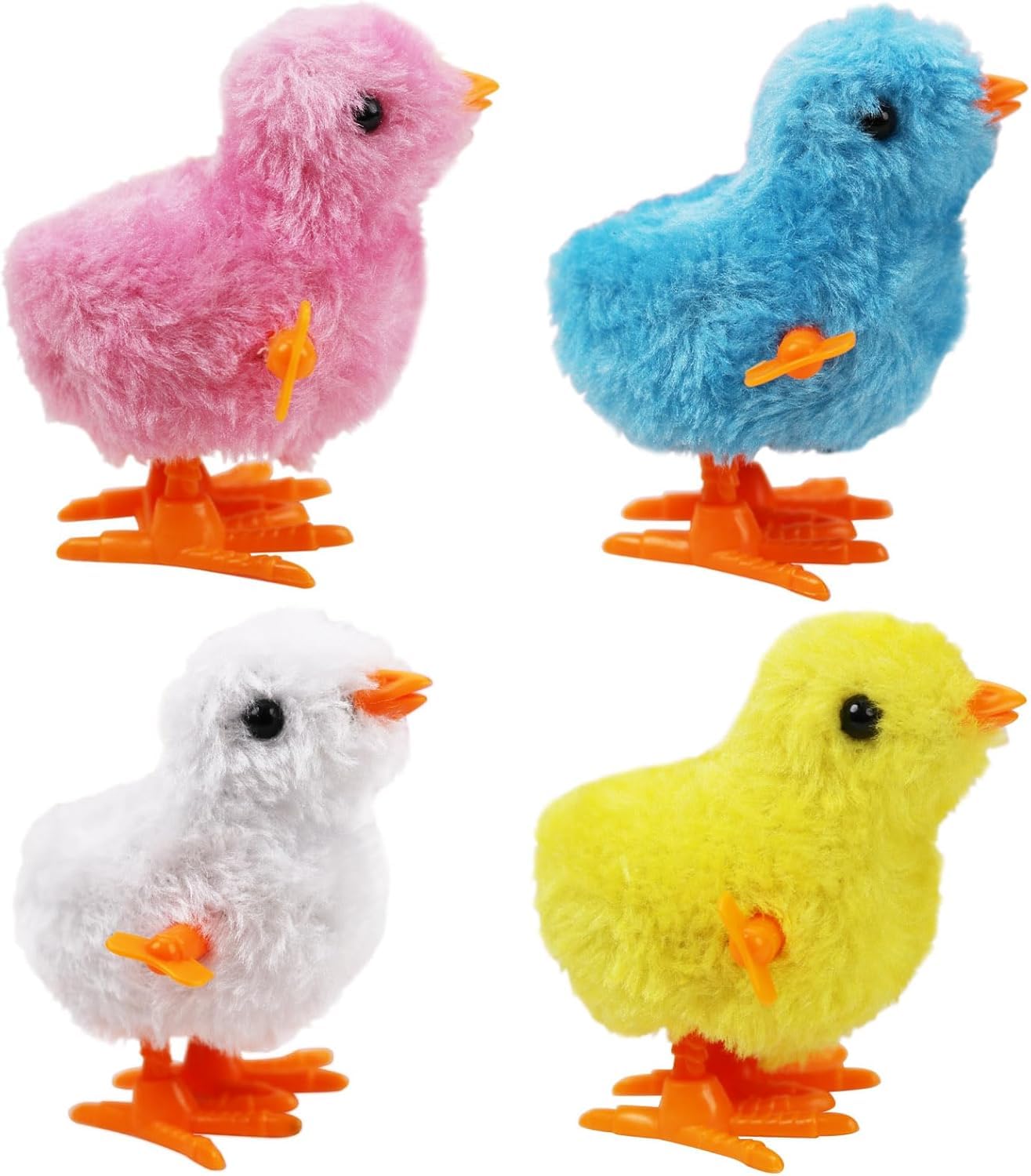 XINFTEU Easter Wind-Up Chicken Toy, Jumping Bird Wind-Up Toy, Walking Small Yellow Chicken Clock Movement Toy, Chick Easter, Easter Decoration Chick, Chick Toy Easter, Easter Basket Fillers, Pack of 4