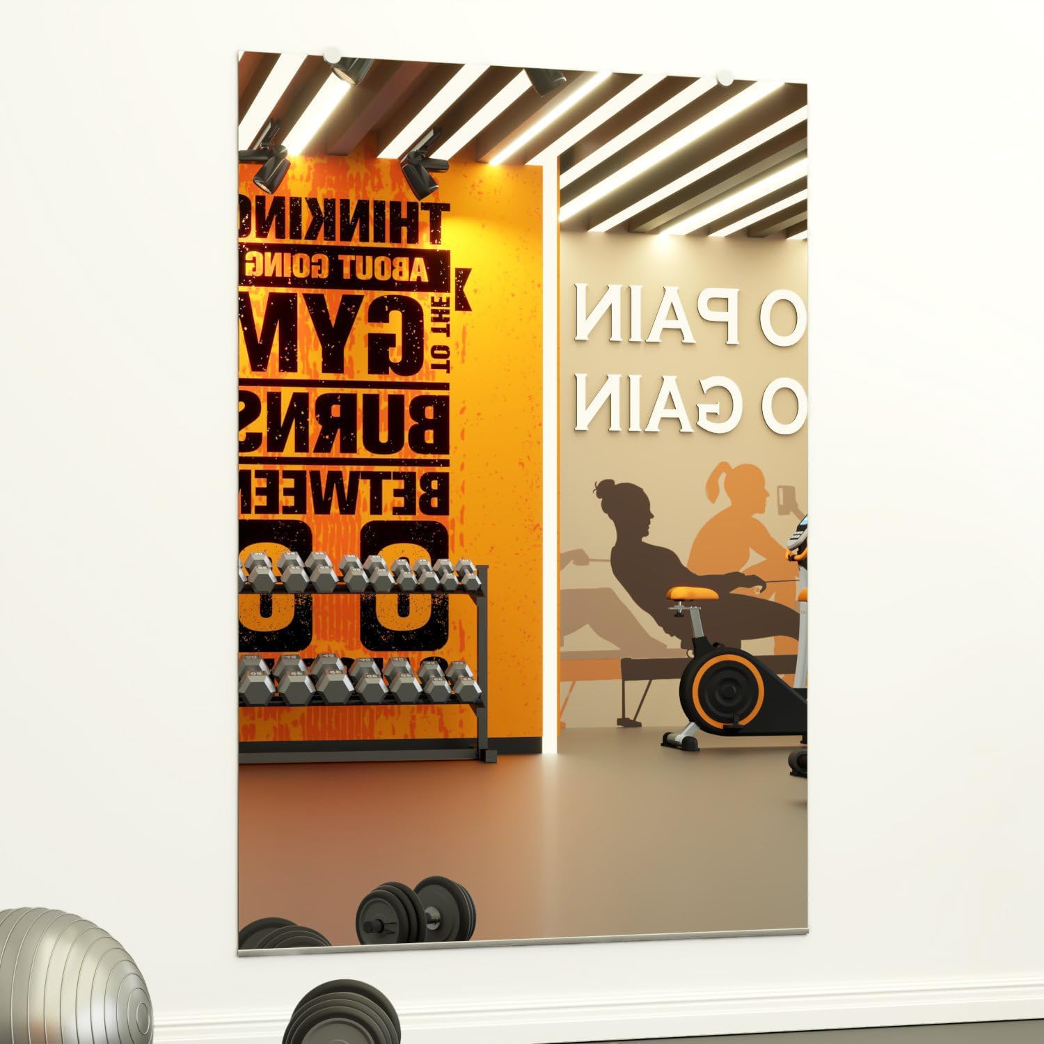 Tempered Home Gym Mirror 48"x72" - 1/4" Thick Wall Mirror Full Length - HD Ultra Clear Large Mirror - Mirrors for Wall, Garage, Bathroom - Body Mirrors for Bedroom - Frameless Full Mirror 48"x72"