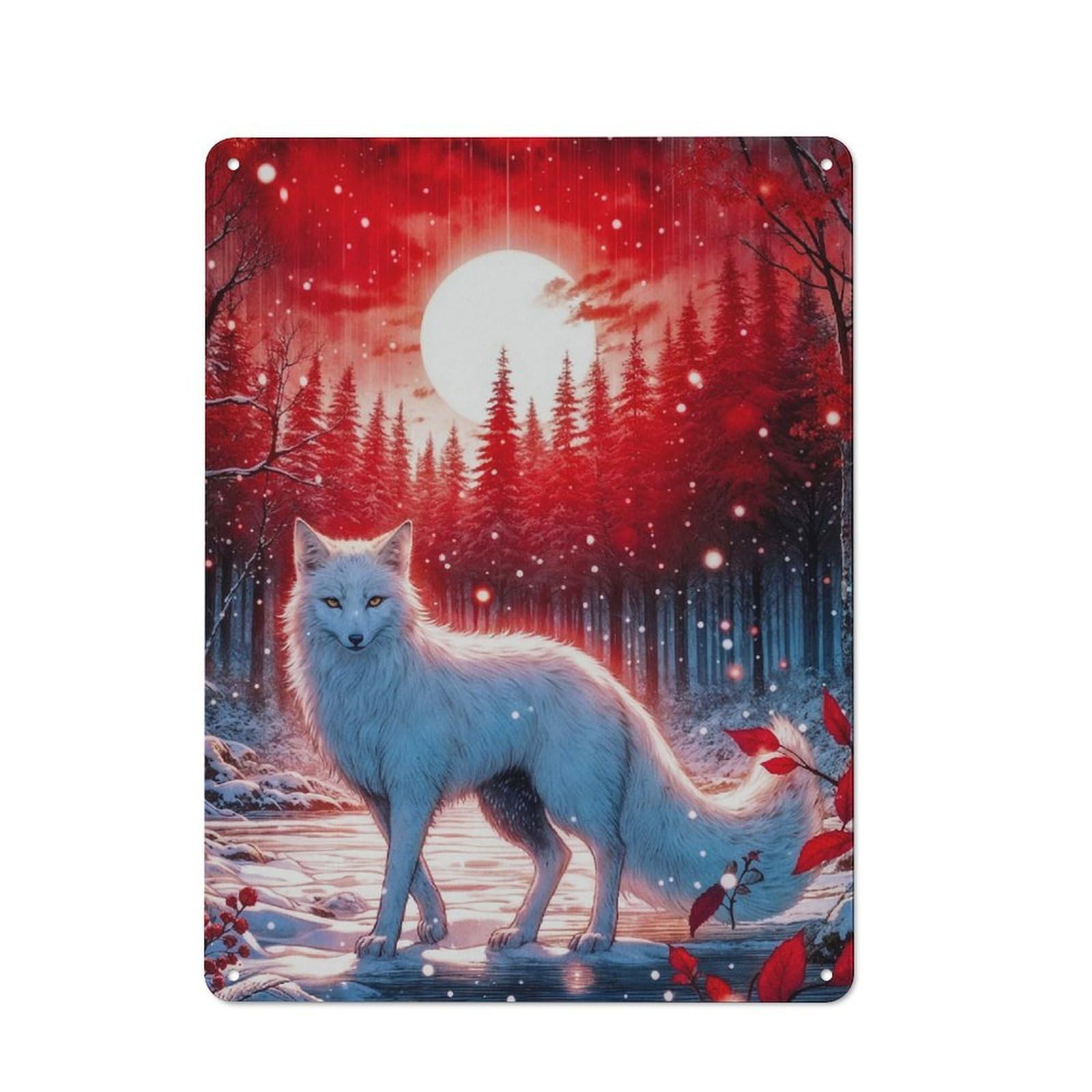 Junmoney Ghost Wolf Vintage Tin Sign 40X30cm For Garden Room Or Summerhouse, A Housewarming Gift For Outdoor-Room Decor Collectors
