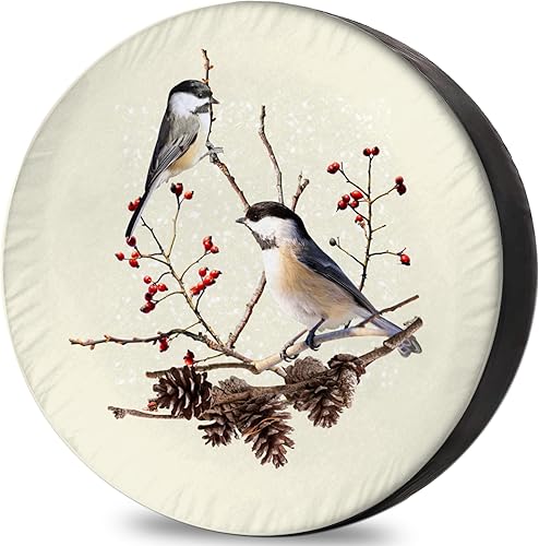 Fundas de neumáticos de repuesto para remolques, Chickadee Bird resistente a la intemperie, a prueba de polvo, ajuste universal para remolque, RV,