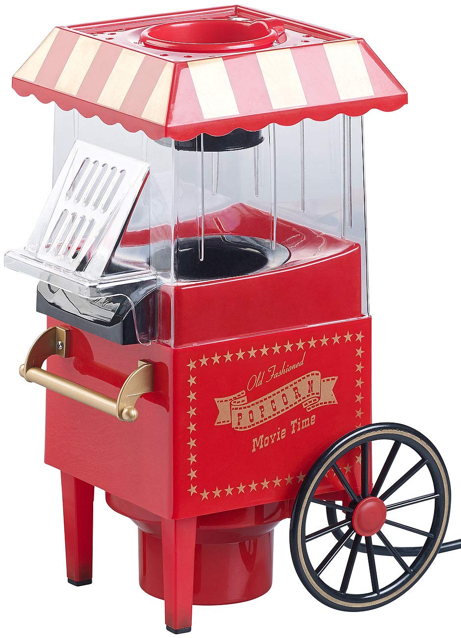 Rosenstein & Söhne Máquinas de palomitas - máquina para hacer palomitas: Máquina de palomitas de maíz de aire caliente, Miniatura de carro de estilo, Plato de medición (hacer en casa, aceite)