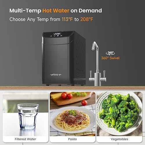 Miniatura 6 de Dispensador instantáneo de agua caliente con tanque de acero inoxidable de 3.2L, grifo caliente y frío 2 en 1, control preciso de temperatura y