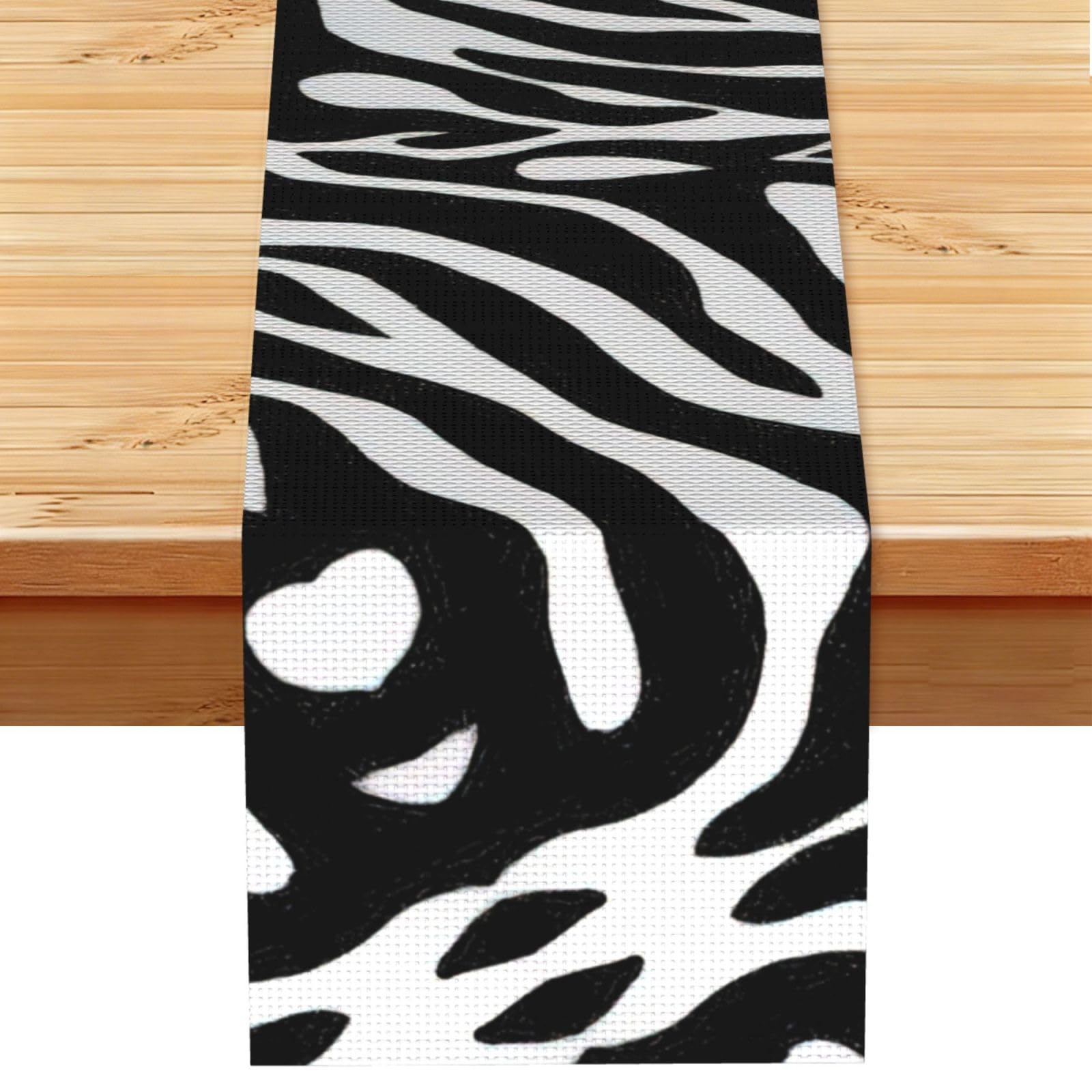 Aacxzff Black Linen Zebra Print Print Table Runner For Everyday Use,Special Occasions,Wedding Birthday Home Decor