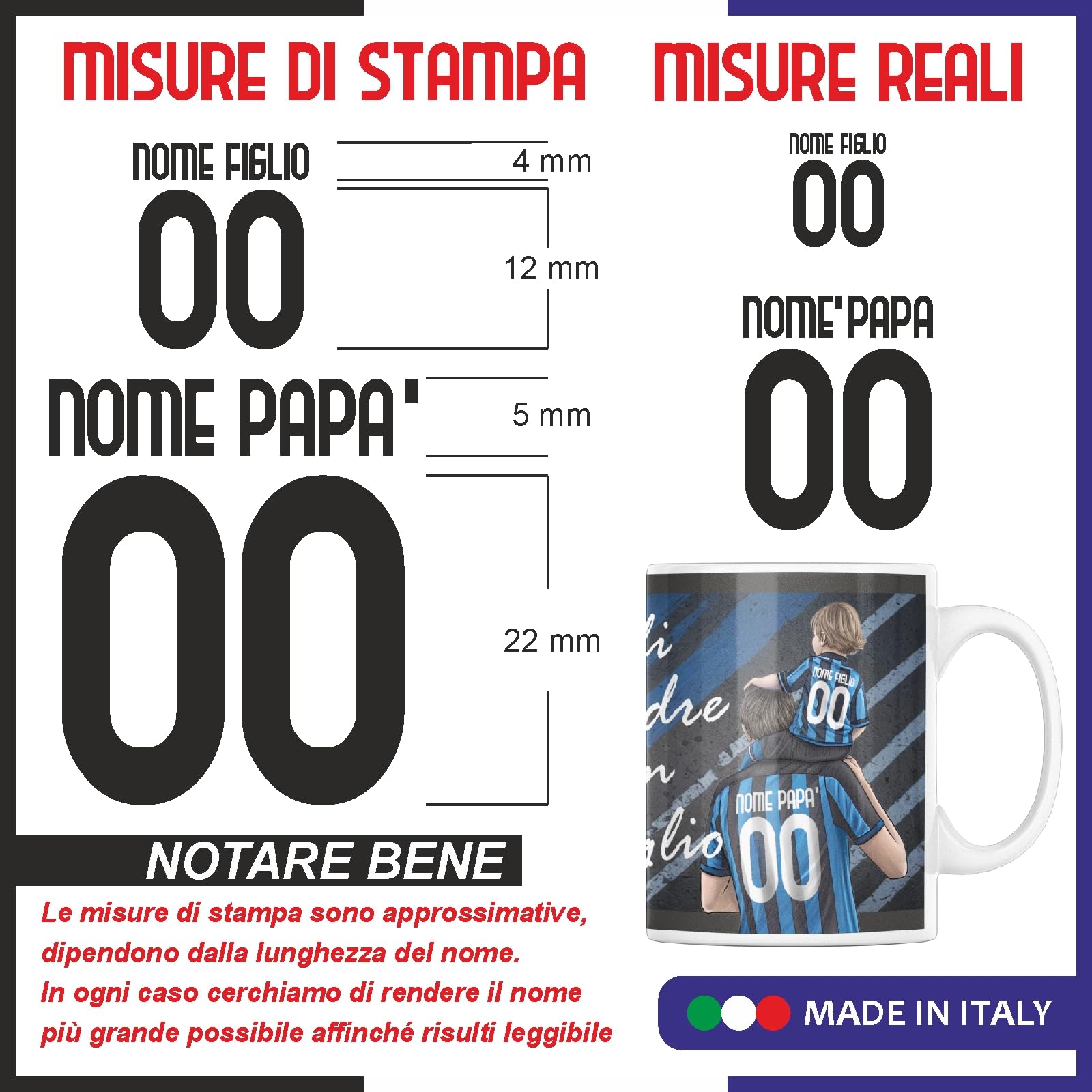 Tazza Personalizzata Squadre di Calcio Tazze in Ceramica Tifosi Interisti