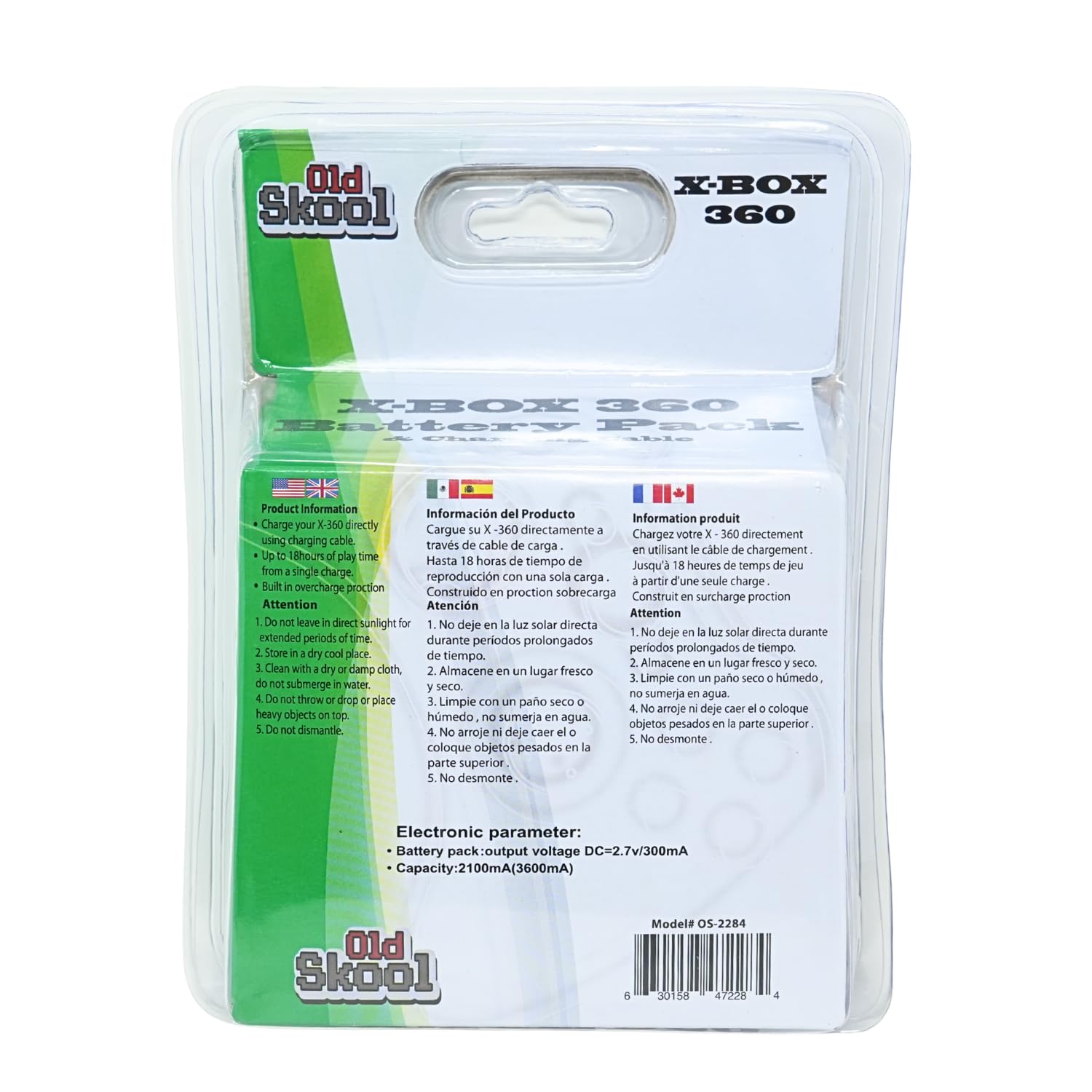 Amazon.com: Old Skool Play & Charge Kit Battery and Charging  XBOX 360 White Play Charge Kit Original Factory Sealed main image 2