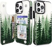 Vista 63 de uCOLOR Funda compatible con iPhone 15 de 6.1 pulgadas con ranura para tarjetero, función atril, doble cierre magnético y bloqueo RFID, funda de 6.1