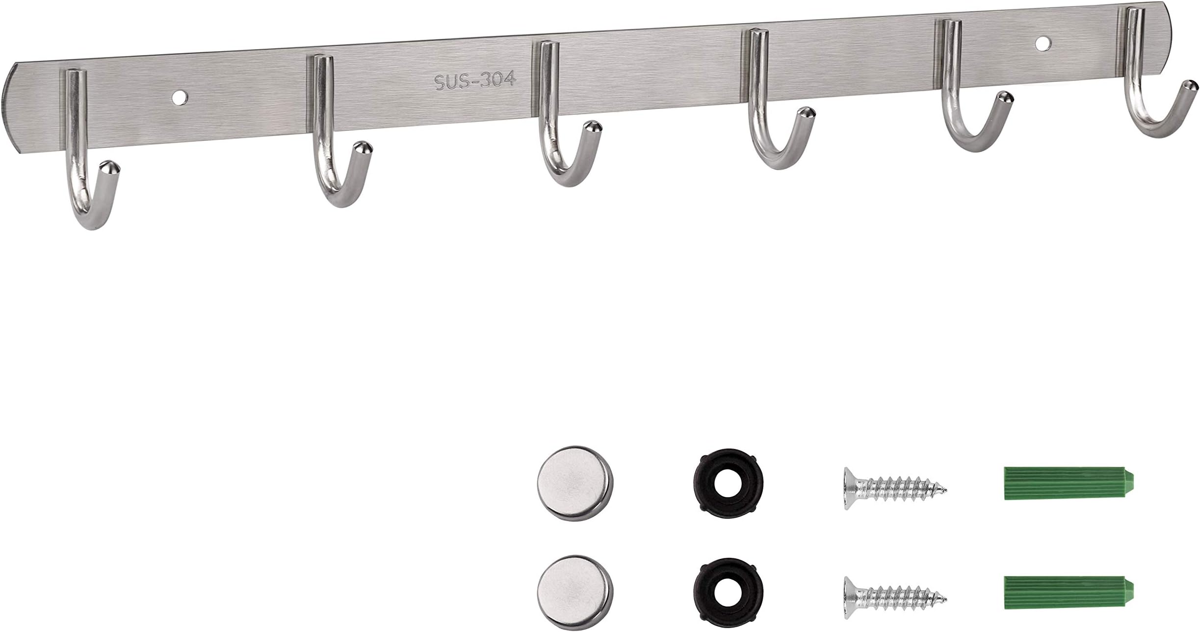 YUOKI99 Küchenreling Edelstahl 40cm - Hakenleiste Mit 6 Haken Für Utensilien
