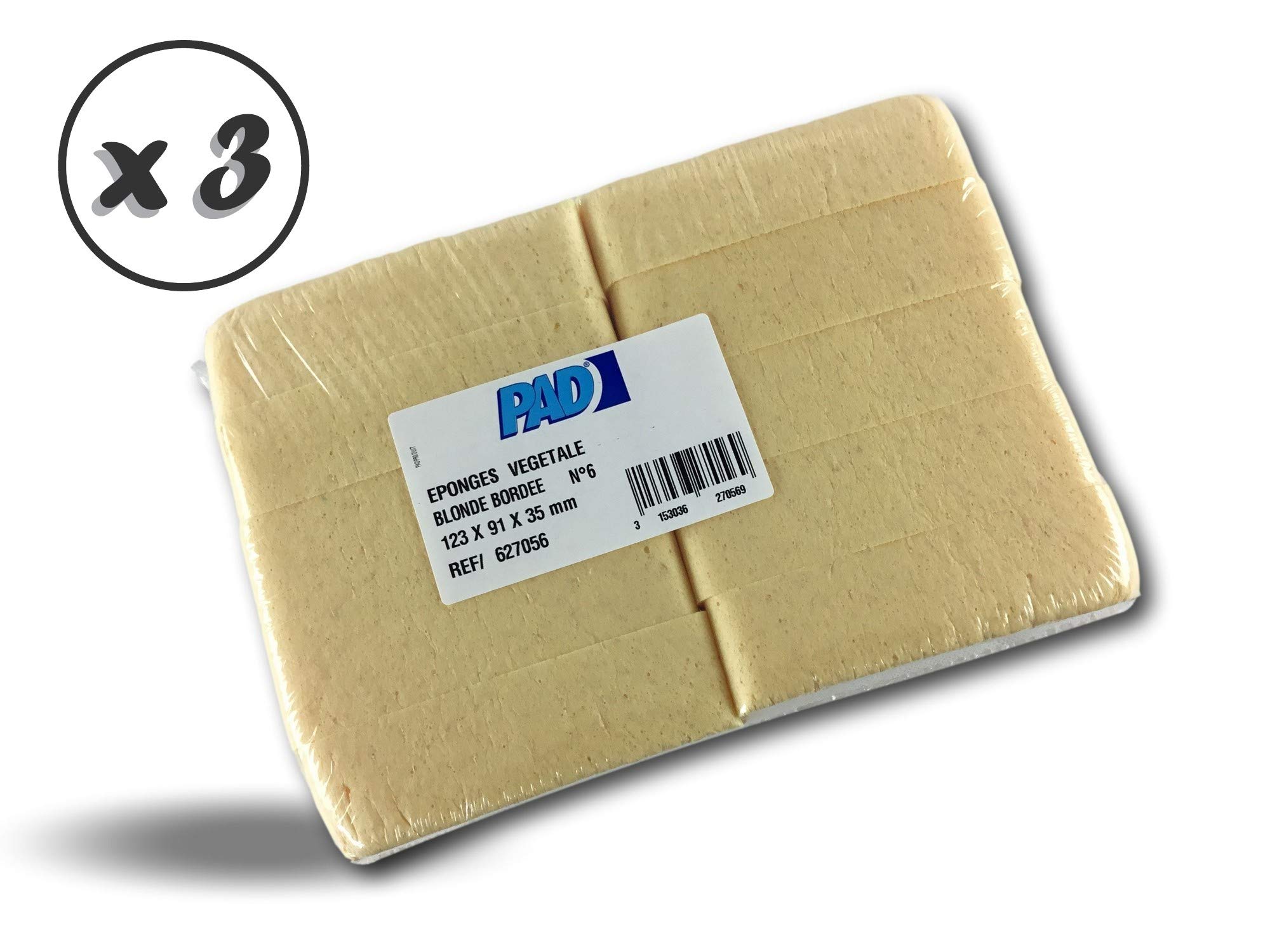 Zestaw 10 blond gąbek roślinnych z obszyciem nr 6 | Zestaw 3 sztuk | 123x91x35 mm | Czyszczenie do płukania na dowolnej powierzchni | Wysoka odporność i chłonność | Odporne na zarysowania | Kibros EPVGBL02x3