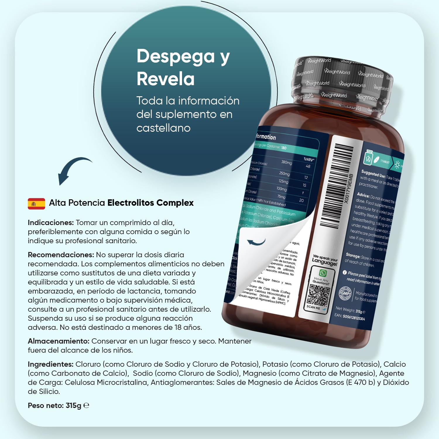 Electrolitos Keto Sin Azúcar 930mg - 180 Comprimidos Veganos - Magnesio, Potasio, Sodio, Calcio y Cloruro que Aportan Sales Minerales para Deporte para 6 Meses, Sin OGM ni Gluten