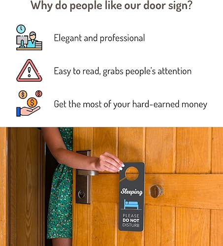 Miniatura 3 de Letrero de dormir para puerta, paquete de 2 (impreso en ambos lados), plástico de PVC de 9.3 x 3.5 pulgadas, letrero de siesta, letrero de siesta,