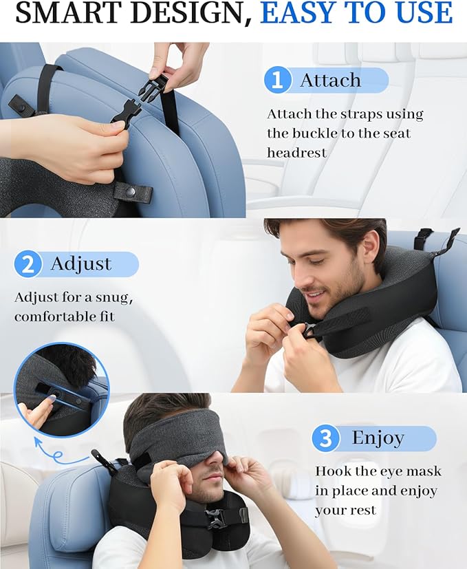 Almohada de Viaje Memory Foam con Funda y Mascarilla miniatura 5