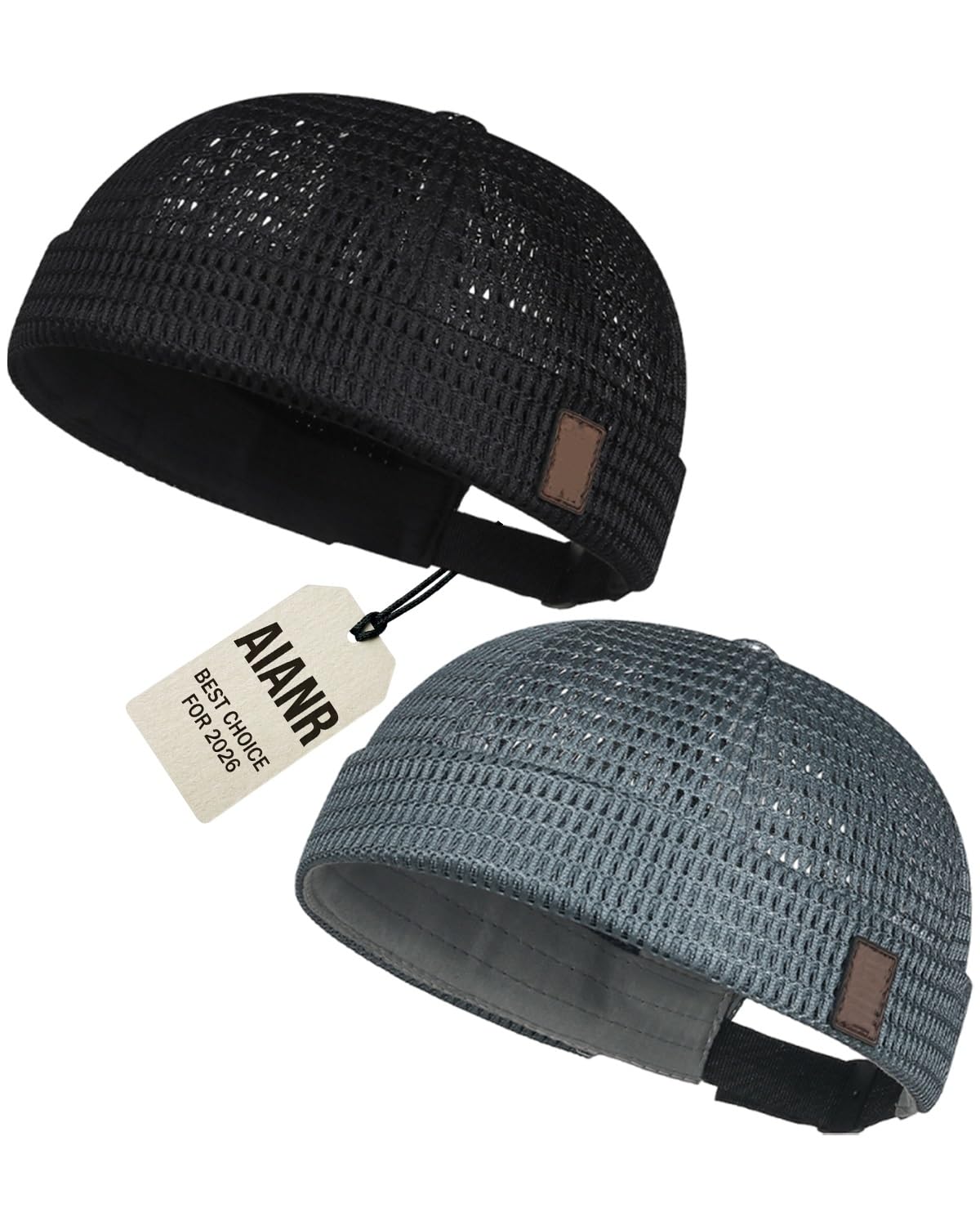 Men's Breathable Brimless Docker Hat - Lightweight Mesh Skull Cap for Summer Outdoor Wear Adjustable Ventilated - 1