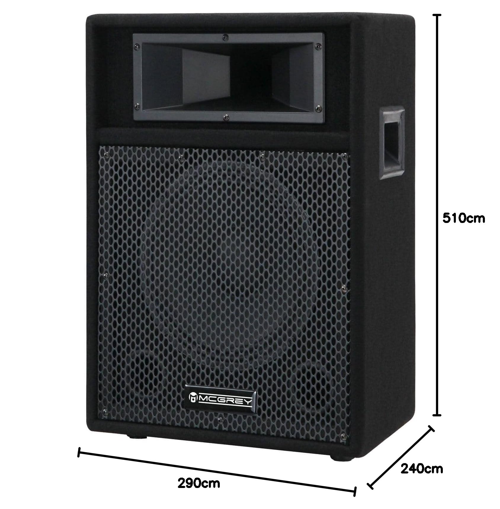 McGrey PA-110 10/2 Passive DJ PA Lautsprecher Box (2-Wege, Trapezform, 50/100/200 Watt RMS/Musikleistung/Peak, 10" Speaker, 2" Piezo-Hochtöner, SPK- und 6,35 mm Klinkenanschlüsse) schwarz