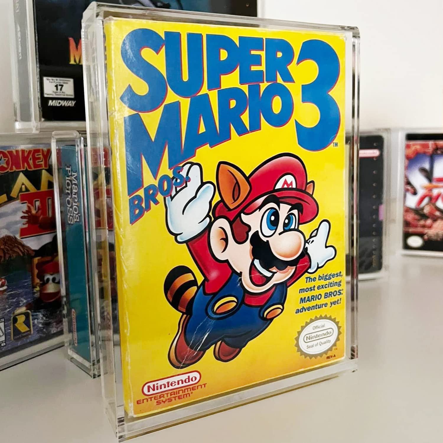 EVORETRO - Espositore in acrilico progettato per giochi Nintendo NES, protezione dai raggi UV, spessore 4 mm, custodia protettiva per giochi sportivi retrò Nintendo Switch (confezione da 2)