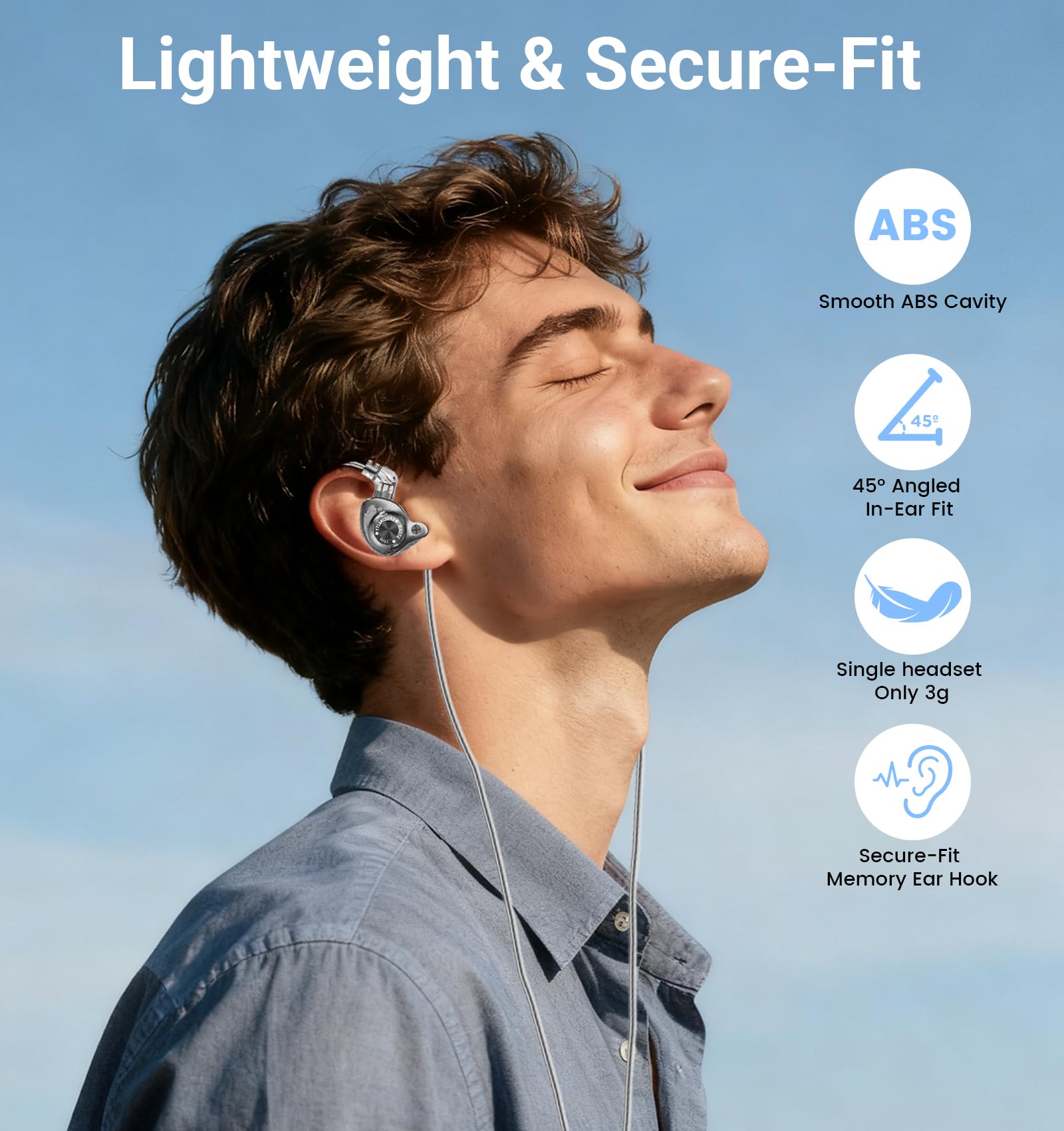 Auricolari IEM cablati, cuffie da gioco S28 con driver dinamico da 10 mm per bassi profondi e suono ad alta risoluzione cristallino, monitor in-ear con cavo staccabile per giochi, musicisti