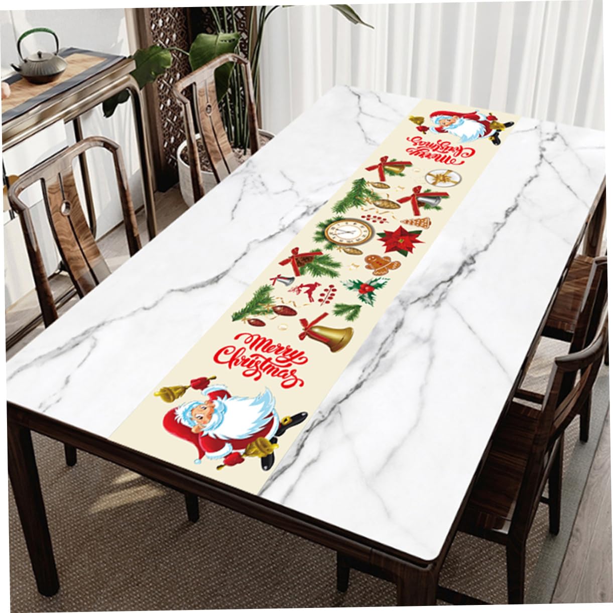 PRETYZOOM 5 Pezzi Di Campanelle Di Babbo Natale A Forma Di Runner Da Tavola Natalizio Decorazioni Per La Casa E La Sala Da Pranzo