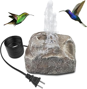 Bird Bath Fountain Water Fountain Rock with Electric Water Pump for Outdoor Hummingbird Birdbath Garden Lawn Yard Patio Aquariums Fish Tank