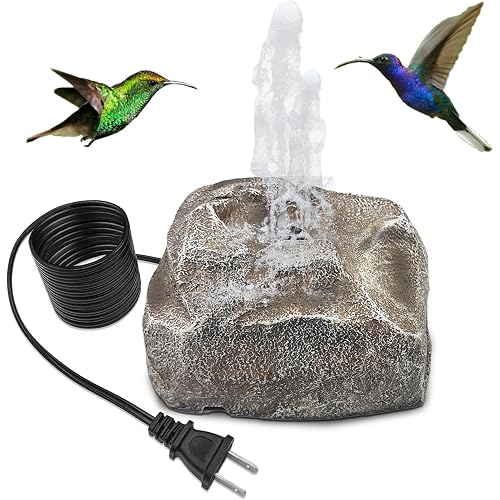 Bird Bath Fountain Water Fountain Rock with Electric Water Pump for Outdoor Hummingbird Birdbath Garden Lawn Yard Patio Aquariums Fish Tank