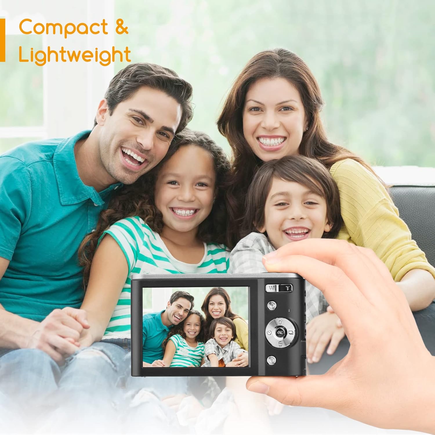 Andoer Fotocamera digitale, 48 MP, 4 K, schermo IPS da 2,8, fotocamera compatta, zoom digitale, con 2 batterie, scheda di memoria da 32 GB, cinturino da polso per adulti, anziani/bambini, viola