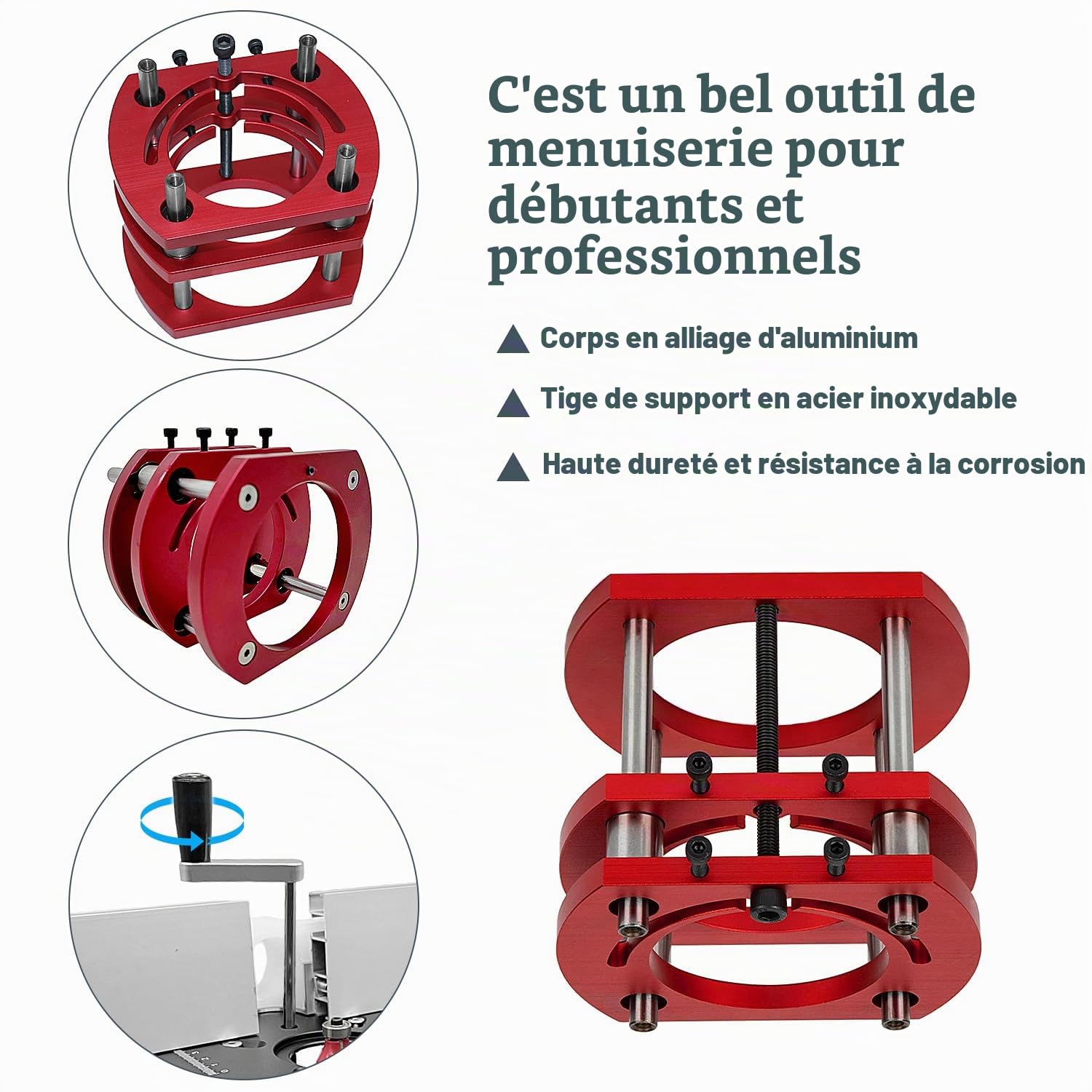 Alliage D'aluminium Kit Table de Fraisage pour Defonceuse, Défonceuse Système Précis Router Lift Pour 64-66mm Diamètre Moteur Router Table, Defonceuse a Bois sur Table