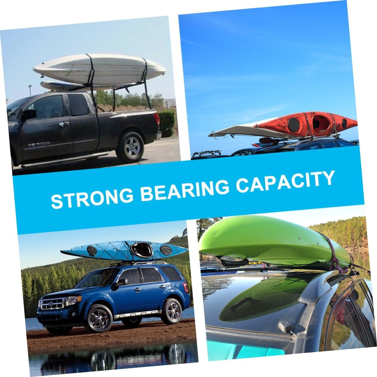 YARNOW 2pcs Detachable Canoe Kayak Roof Rack Carrier for SUV Car Rooftop Luggage Frame Crossbar Mount Suitable for Outdoor Water Sports Transport