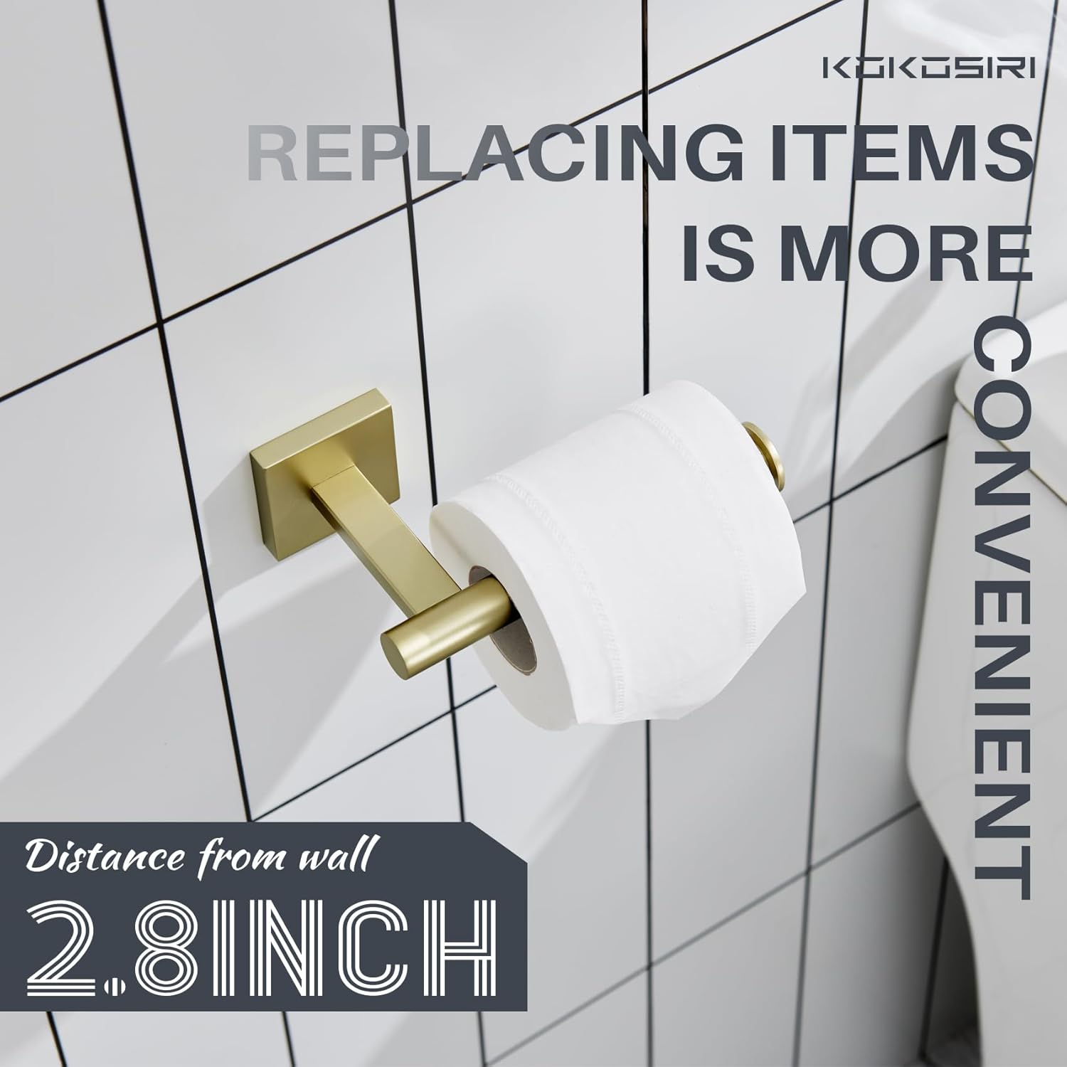 KOKOSIRI Toilet Paper Holder for Bathroom Toilet Roll Holder Hold Mega Rolls Robe Hook Bathroom Double Towel Coat Hooks Brushed Gold B2008BG+B1015BG-P2