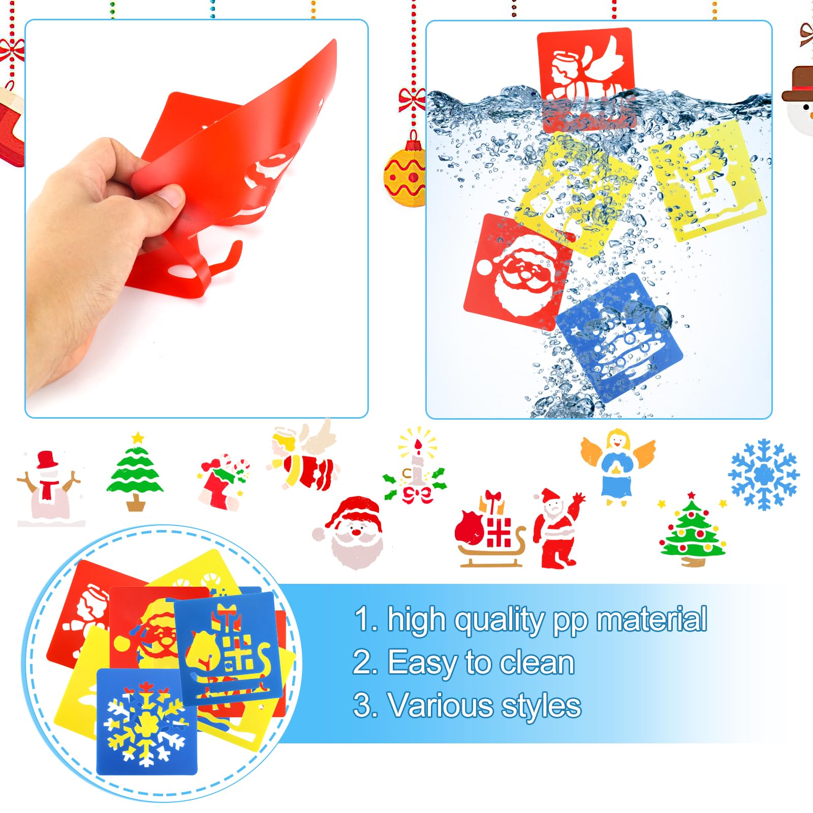 DPKOW 12pcs Christmas Stencils Crafts for Kids Xmas Painting Stencils Drawing Template Card Making kits DIY Craft Painting Supplies - Image 4