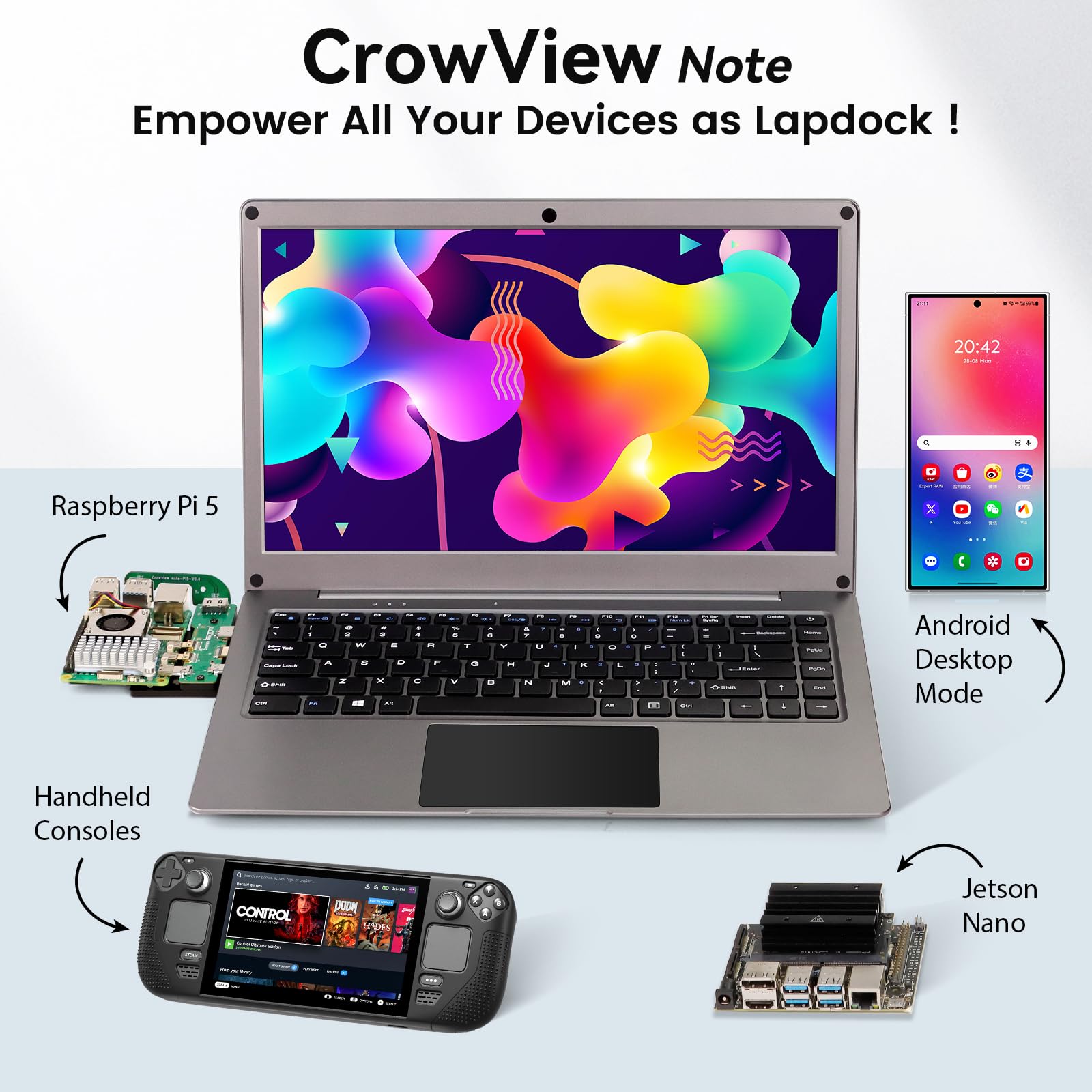 Portable Monitor with Keyboard,14inch 1080P FHD Lapdock Compatible