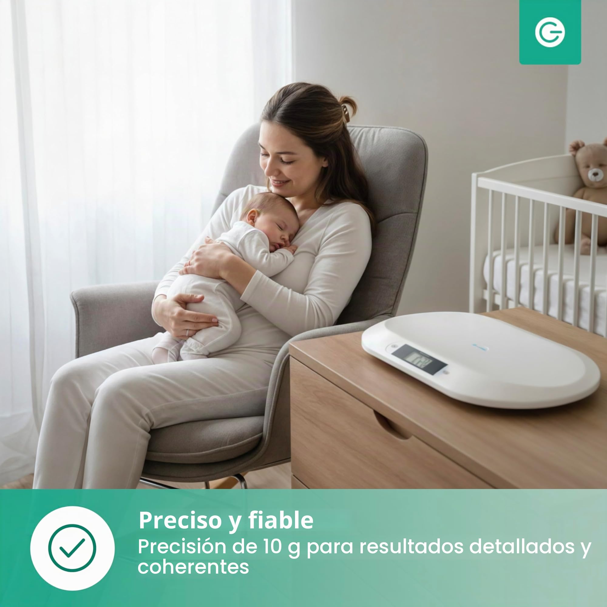 Silvergear® Báscula Bebé Inteligente con Bluetooth | Báscula Digital con App para Recién Nacidos Niños y Mascotas | Medición Precisa hasta 20 kg | Smart Life App | 54.5×31.5×2.7CM Blanco
