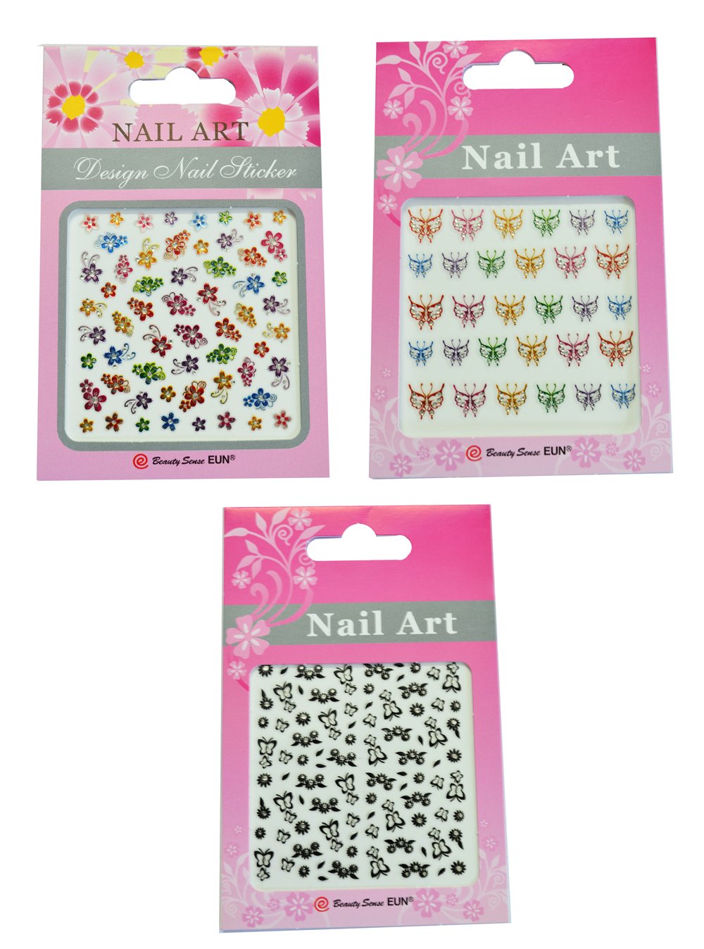 Via Mazzini Multicolour Plastic 3D Nail Art Stickers for Girls -Set of 3-image-42