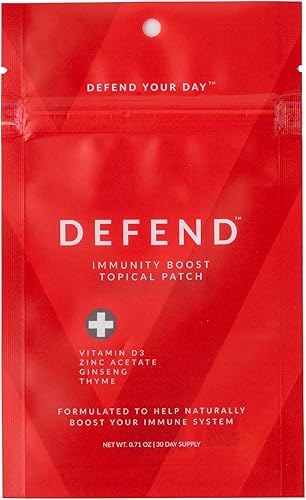 Defend Powerful Immune Daily Patch Plus, tópico, suministro de 30 días, totalmente natural seguro para la piel de acción rápida antioxidante
