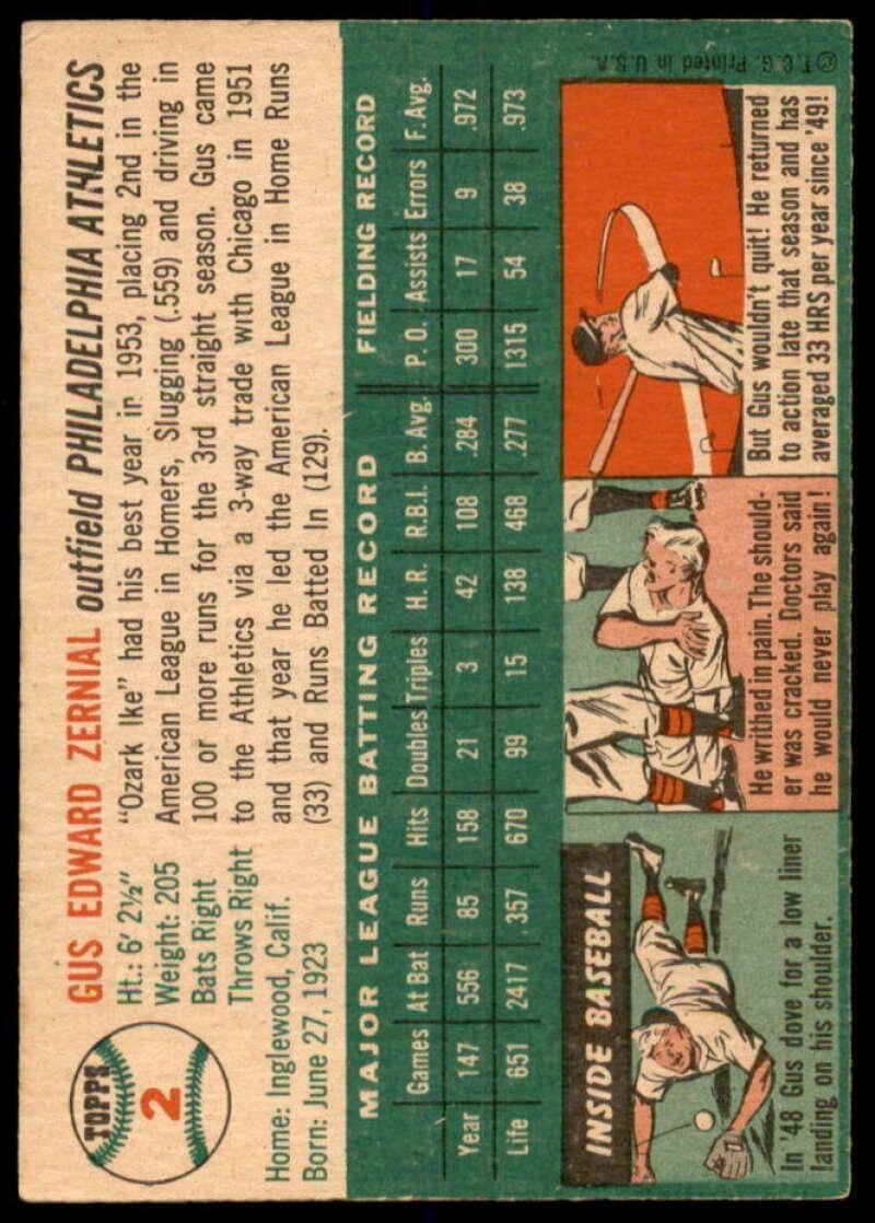 Gus Zernial Card 1954 Topps #2 - Slabbed Baseball Cards