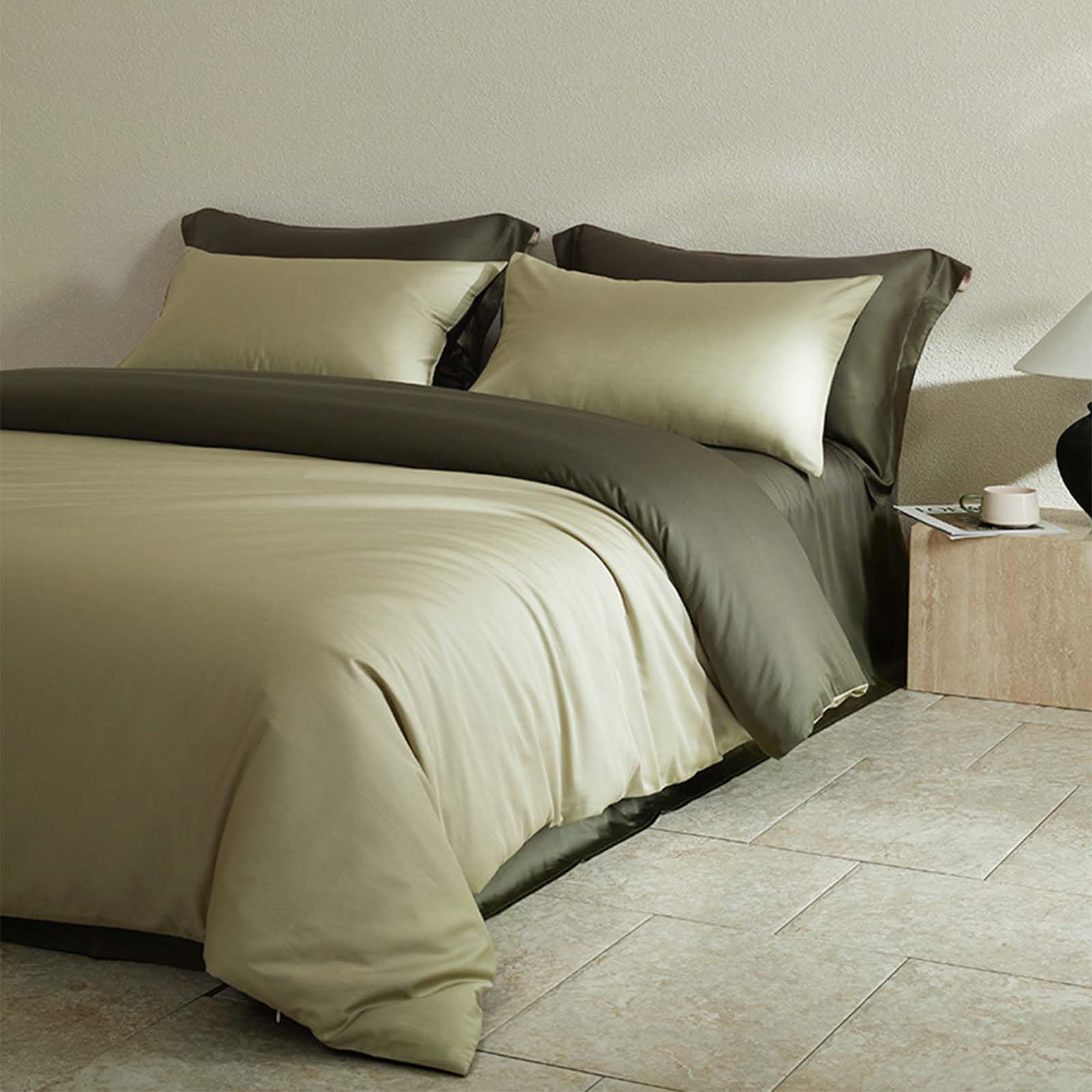 Set di biancheria da letto Queen Size 100S in cotone a fibra lunga, 4 pezzi, ultra morbido e liscio, include 1 copripiumino, 1 lenzuolo con angoli e 2 federe per camera da letto, dormitorio