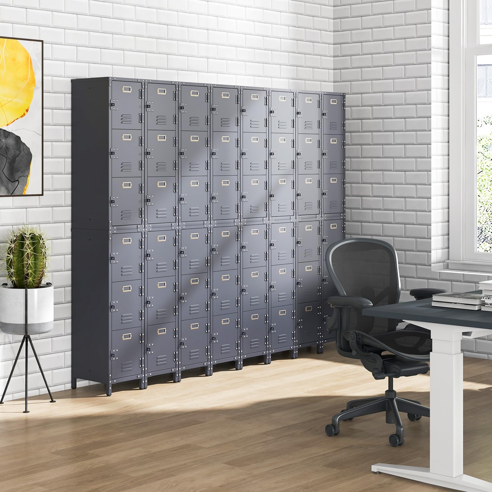 GOPLUS Casier Vestiaire Metallique à 3 Portes Verrouillables, 30x36x100 CM, Armoire Vestiaire Industriel, Combinaison Personnalisé avec Étagère Verticale Empliable, Idéal pour Bureau, École, Garage
