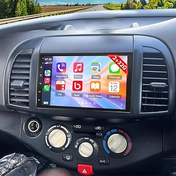 Car Stereo Radio for Nissan Micra 2002-2009, with Wireless CarPlay & Android 13 Auto, 7" HD Touch Carplay Screen for Car, with Bluetooth WiFi GPS Backup Camera/FM/RDS/SWC/Mirror link/Mic 2G+32G