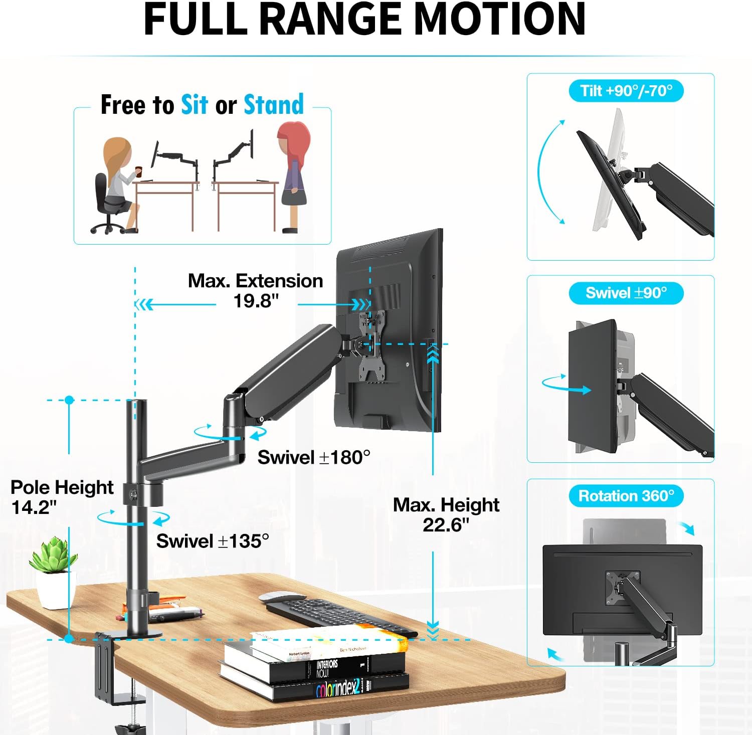 Up To 60% OFF MOUNTUP Single Monitor Mount, Height Adjustable Gas Spring Monitor Arm Desk Mount for 17-32 Inch Computer Screens, Swivel Monitor Stand Holds 4.4-17.6 lbs, Fits VESA 75x75mm & 100x100mm MU0025