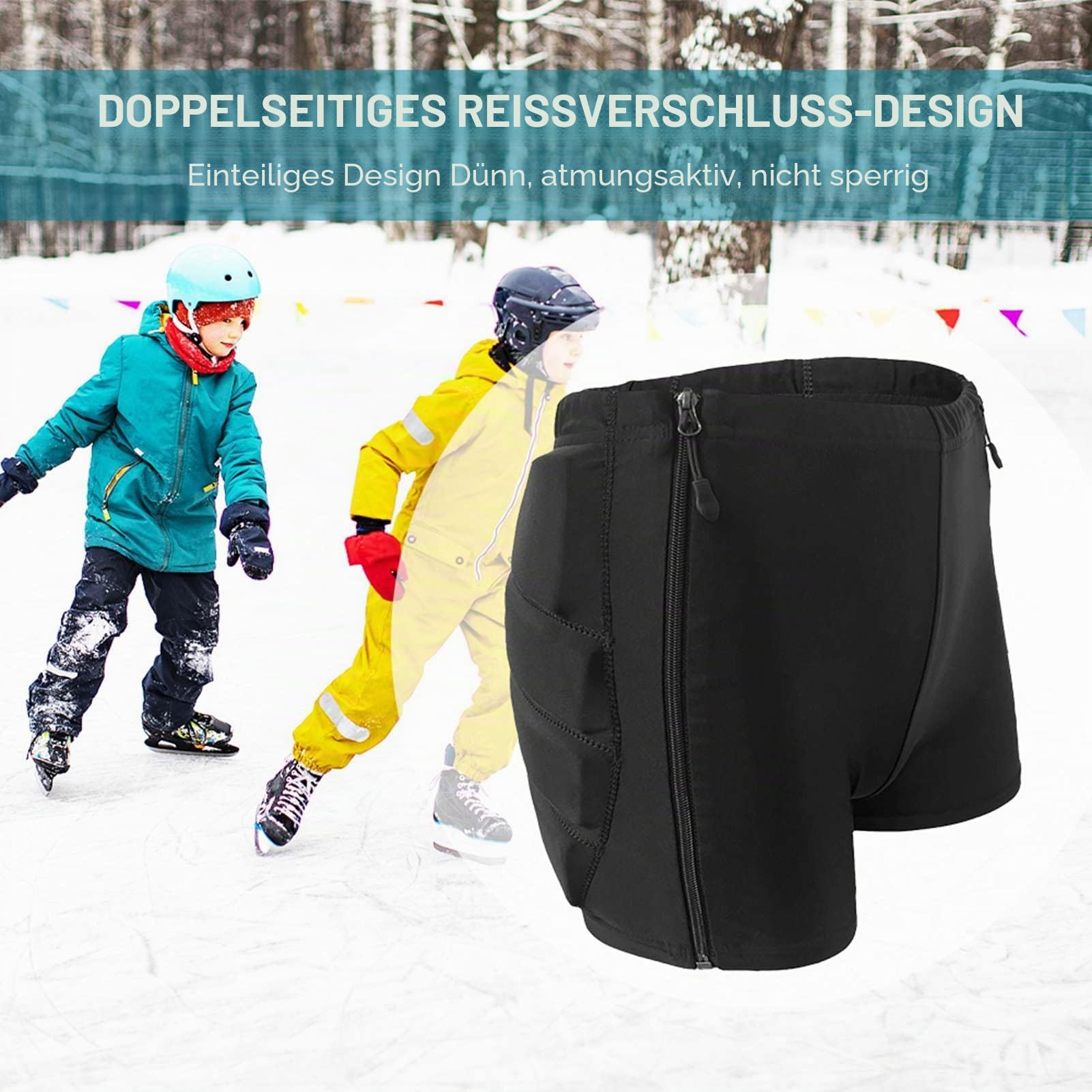 Skating butt pad, Verdickte Polsterung Hüftschutz Shorts (XL)