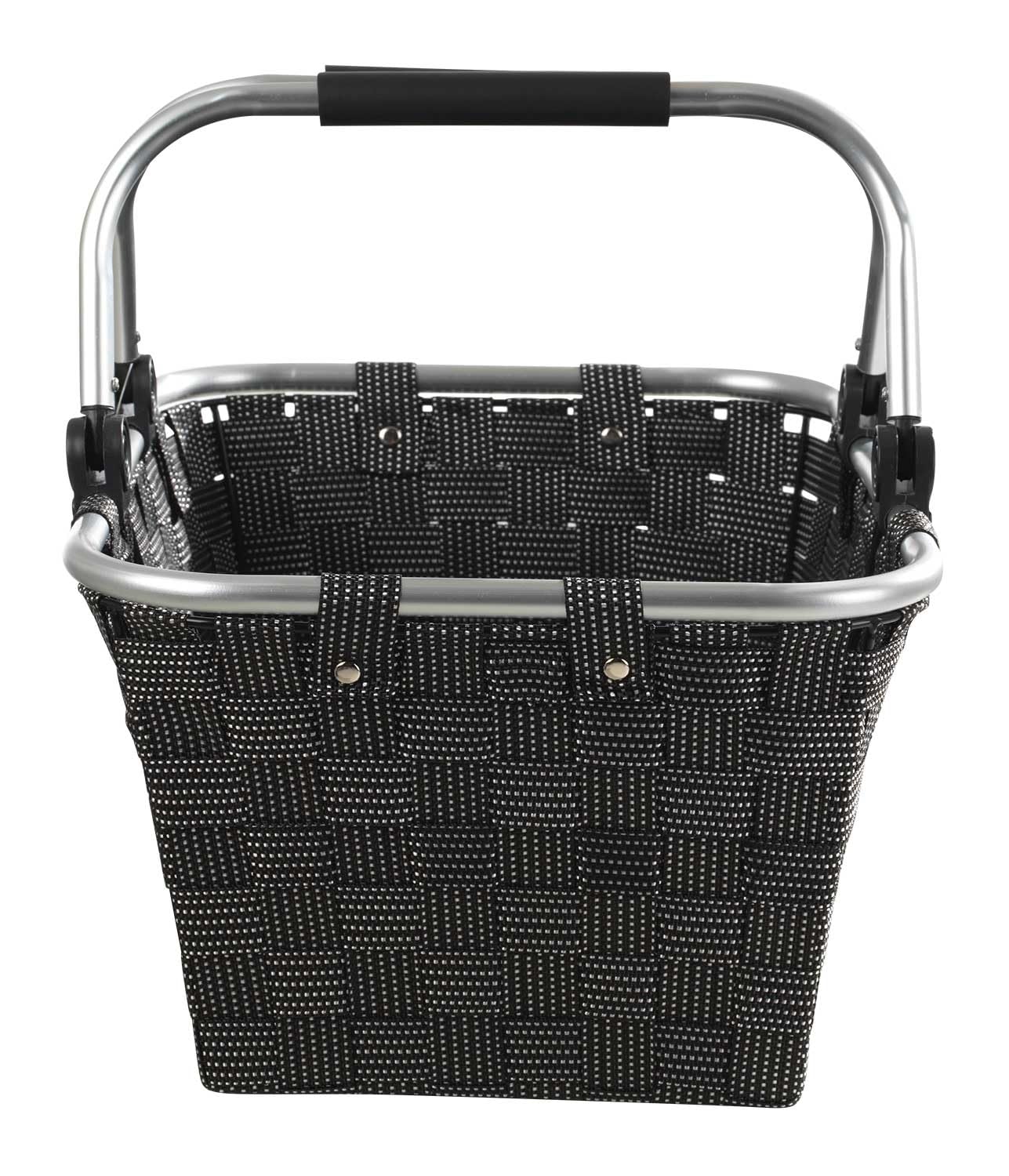 Einkaufskörbe 4er Set mit Griffen - 40 x 19,5 x 30 cm - Schwarz - Kunststoff - Einkaufstasche Tragekorb Flechtkorb