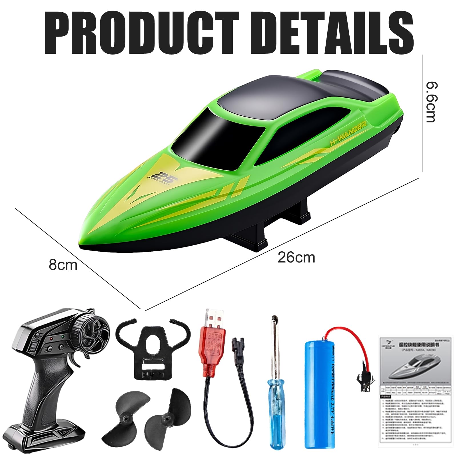 OBEST Barco Teledirigido con Luz LED para Niños,2,4 GHz Barco de Carreras RC de Alta Velocidad para Lagos/Piscinas/Estanques,Juguete Acuático de Regalo para Niños y Niñas