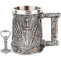 Mug Thor Marteau En Inox 450 Ml - Design Marvel, Cadeau Original Pour Fans - Pour Café, Bière, Boissons Chaudes/froides