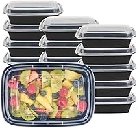 Vista 2 de Restaurantware -Asporto - Contenedores para llevar de 38 onzas, 50 recipientes de alimentos con tapas, para microondas, desechables, cajas de Negro