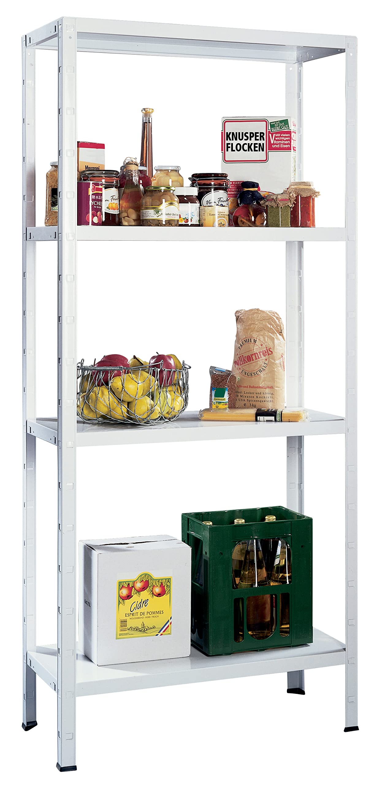 Etagère Métallique Emboîtable 4 tablettes 60 kg de Charge par Niveau Schulte 180 x 60 x 40 cm Blanc Rangement, Stockage et Etagère pour Cave, Garage et Atelier