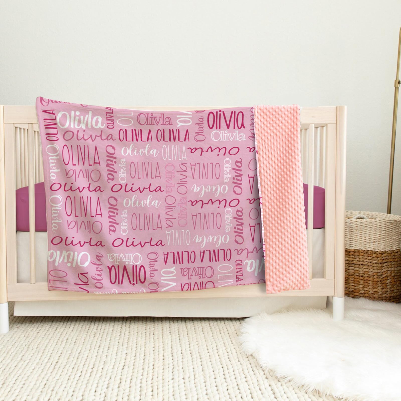 Personalized Baby Blanket With Name - Super Soft Double Layer Minky Receiving Blanket, Custom Newborn Gift, 30x40 Inches